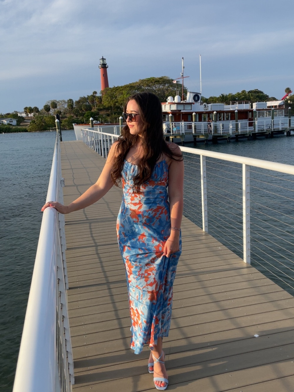 Blue & Rust Floral Dress